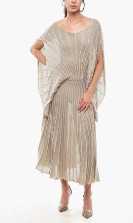Stella McCartney Lurex Midi Dress with Sculptural Design and Wide Cape-Effect Sleeves Stella McCartney