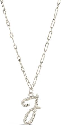Sterling Forever Textured Initial Charm Pendant Necklace