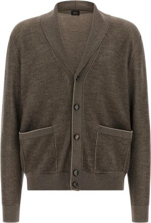 Brioni Colbert met sjaalkraag - Heren - Vesten - Bruin - 3XL - Wol - Truien & Vesten