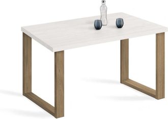 HOGAR 24 Mesa salón milan madera maciza color blanco y encerado. 140x80x73 cm