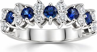 Pompeii3 2 1/2Ct Blue Sapphire & Diamond Wedding Ring 14k White Gold Lab Grown