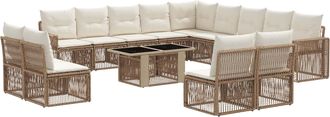 vidaXL Conjunto De Sof&aacute;s De Jard&iacute;n 14 Uds. Beige Y Blanco Crema Vidaxl