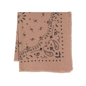 Kujten Bandana-print Ribbed Cashmere Scarf