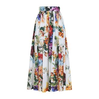 Dolce & Gabbana Multicolor Flower Cotton Midi Skirt-Donna
