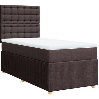 vidaXL Cama Box Spring Con Colch&oacute;n Tela Marr&oacute;n Oscuro 80x200 Cm Vidaxl