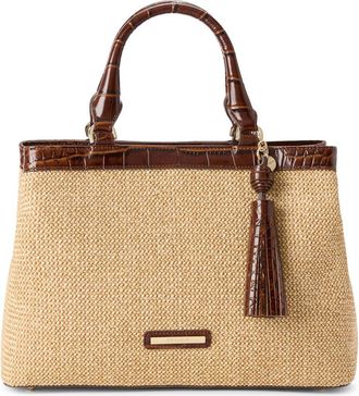 Brahmin Small Denise Croc Embossed Leather Satchel in Pecan Windswept at Nordstrom