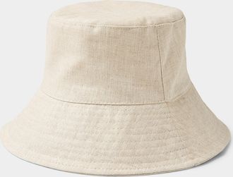 Simons Womens Wide-brim pure linen bucket hat