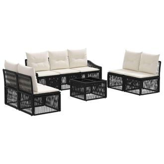 vidaXL Conjunto De Sof&aacute;s De Jard&iacute;n 8 Pcs Negro Rat&aacute;n Sint&eacute;tico Vidaxl