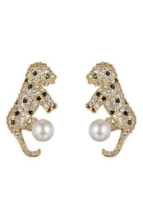 Eye Candy Los Angeles Cubic Zirconia Baby Leopard Stud Earrings in Gold at Nordstrom Rack