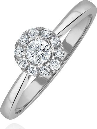 The Diamond Store Lab Diamond Halo Engagement Ring 0.25ct H/Si in 9K White Gold