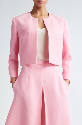 Emilia Wickstead Mirca Double Pocket Crop Jacket in Rose Pink at Nordstrom, Size 8