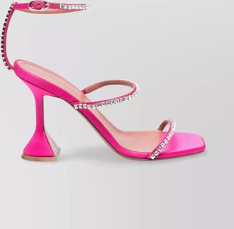 Amina Muaddi sculpted heel sandals crystal embellishment