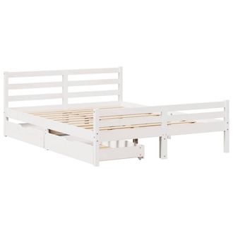Berkfield Home Full Bed Frame without Mattress White 135x190 cm Double Solid Woo