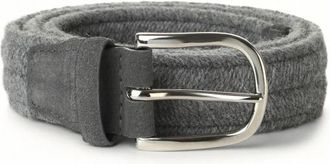 Orciani Grijze Stretchwollen Riem - Heren - Riemen - Grijs - 105 CM - Wol - Accessoires