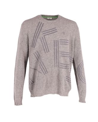 Kenzo Kenzo grijze trui met flockprint van grijze wol
