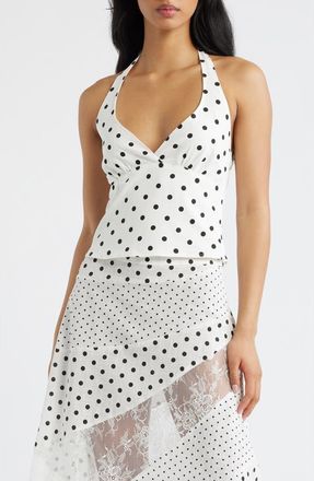 Princess Polly Alter of Love Polka Dot Halter Top in White Polka Dot at Nordstrom, Size 10