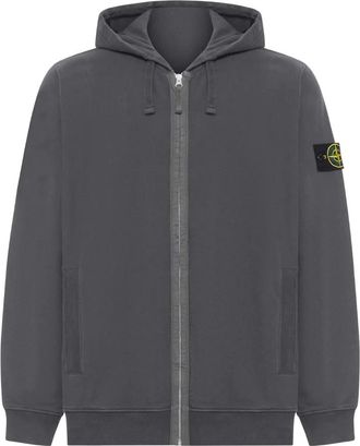 Stone Island Full Zip Hoodie - Heren - Vesten met rits - Grijs - L - Katoen - Hoodies & sweatvesten