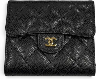 Chanel Black Grained Calfskin Wallet (Tri-Fold) (Pre-Owned)
