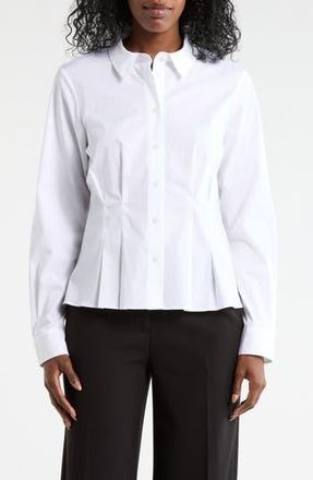 DKNY Long Sleeve Cotton Poplin Button-Up Shirt in White at Nordstrom Rack, Size X-Large