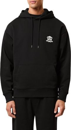 Reiss Conlin Embroidered Hoodie in Black at Nordstrom, Size X-Large