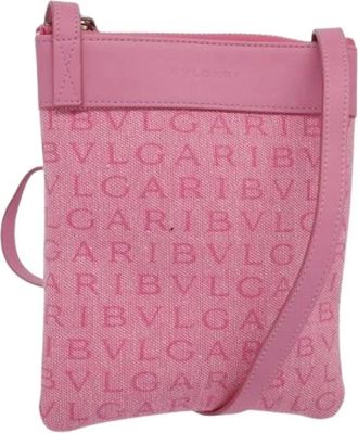 Bulgari Pre-owned Canvas shoulder-bags - Dames - Vintage Schoudertas - Roze - ONE Size - Leer - Vintage