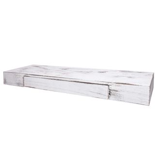 Hhg Nunca Usado] Estante De Pared Hhg 922, Estante De Pared Estante Colgante Estante, Caj&oacute;n Madera Maciza 8x80x25cm, Blanco, Shabby