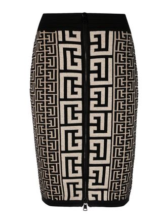 Balmain Monogram high waist skirt