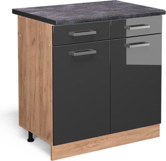 Vicco Mueble Bajo De Cocina R-line, Antracita Alto Brillo, 80 Cm, Et Antracita Vicco