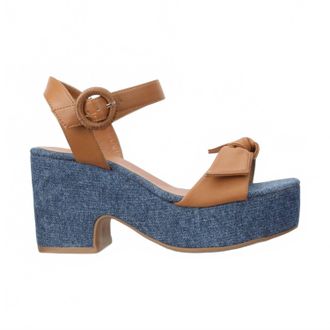 Love Rio Womens Hazel Platform Bow Sandals In Amber Denim