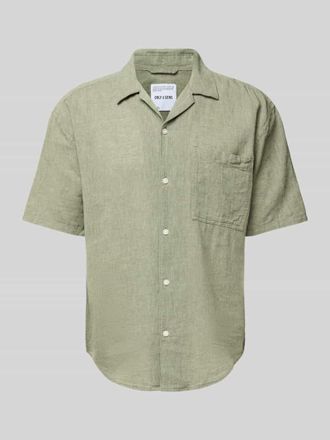 Only & Sons Relaxed Fit Freizeithemd aus Baumwoll-Leinen-Mix Modell CAIDEN in Hellgruen, Gr&ouml;&szlig;e XXL