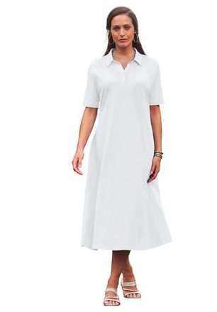 Jessica London Notch Neck Midi Dress in White at Nordstrom, Size Medium