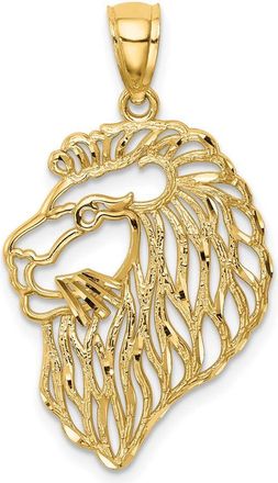 Diamond2Deal 14k Yellow Gold Diamond-Cut Lion Profile Pendant
