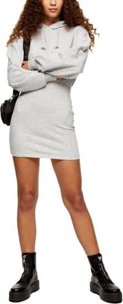Topshop Hooded Minidress in Grey at Nordstrom, Size 10 Us