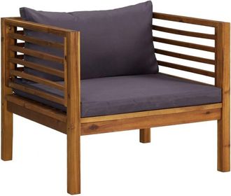 vidaXL Vidaxl - Silla de jardín con cojines gris oscuro madera maciza acacia