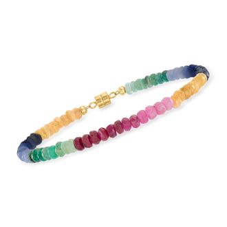 Ross-Simons Multi-Gemstone Bracelet With 14kt Yellow Gold Magnetic Clasp