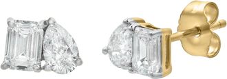 LuvMyJewelry Valessa 14K Gold Lab Grown Diamond Toi Et Moi Earrings - 0.75 Ct