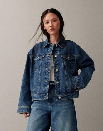 Asos Giacca di jeans oversize anni 90 lavaggio blu medio