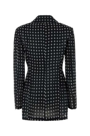 Ermanno Scervino Womens Printed Organza Blazer Bianconero Exterior: Silk Giacche E Gilet Jacket