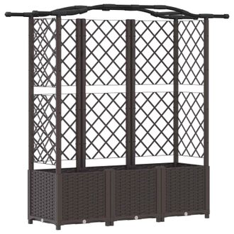vidaXL Cama Elevada Con Trellis Y Techo Marr&oacute;n 163 X 40 X 141 Cm Pp Vidaxl