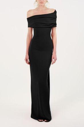 Nocturne Asymmetric Strapless Maxi Dress in Black at Nordstrom, Size X-Small Eu