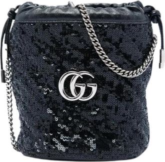 Gucci Pre-owned Quilted Sequin Bucket Bag - Dames - Vintage Tas - Zwart - ONE Size - Leer - Vintage