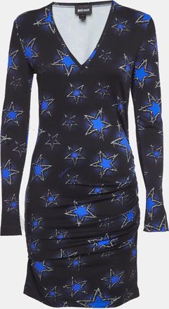 Just Cavalli Black/blue Star Printed Jersey Midi Dress