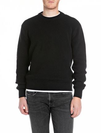 Replay Strickpullover REPLAY, Herren, Gr. XXL, schwarz, Strick, Obermaterial: 100% Baumwolle, unifarben, regular fit normal, Rundhals, Rippstrickb&uuml;ndchen, Pu
