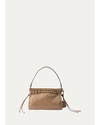 Prada Bonnie Glossy Leather Top-Handle Bag