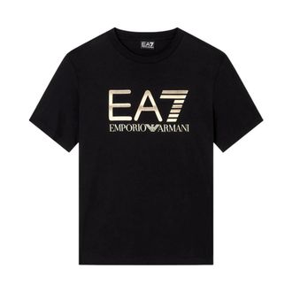 Emporio Armani Gedruid T-shirt met Ronde Hals en Korte Mouwen - Heren - T-shirts - Zwart - S - Katoen - Tops