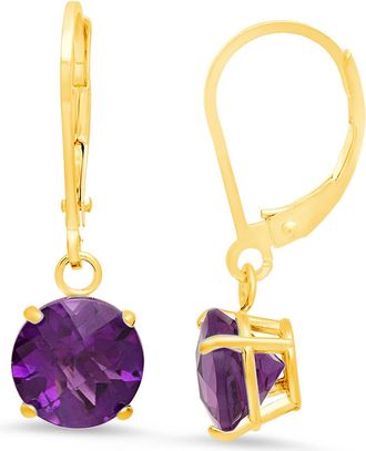 MAX + STONE Solid 10K Yellow or White Gold 8mm Gemstone Dangle Earrings