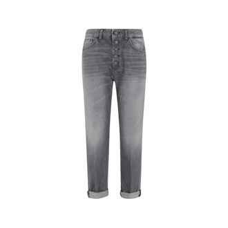 Dondup Cropped Jeans, female, Gray, Size: W27 Koons Loose-Fit Jeans
