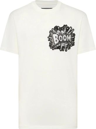 Philipp Plein Tops, Heren, Wit, XL, Katoen, T-Shirt Ronde Hals Korte Mouw