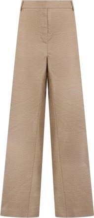 Philosophy di Lorenzo Serafini Wijde High-waisted Broek - Dames - Wijde Broeken - Beige - L - Wol - Broeken