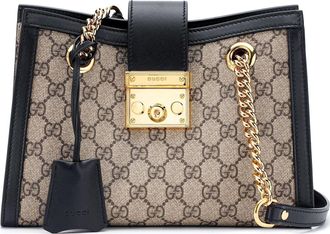 Gucci (WMNS) Gucci Padlock Small GG Shoulder Bag Beige Black 498156-KHNKG-9769